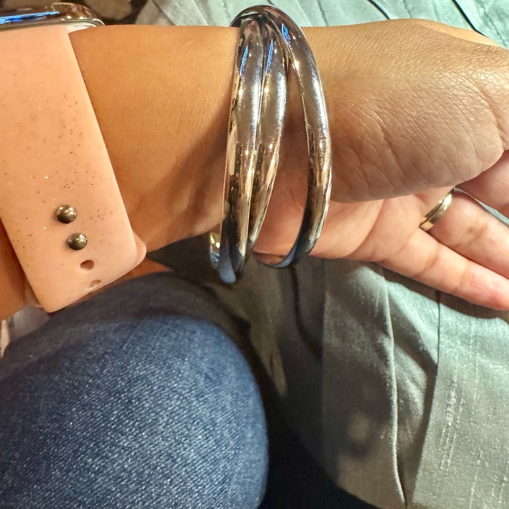 3 piece Silver Bangle Set - Picture 5 of 6